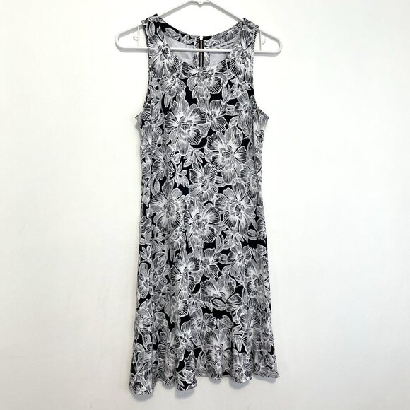 TOMMY BAHAMA Paradise Petals Sheath Dress Black White Floral Sleeveless Preppy S - Picture 2 of 16